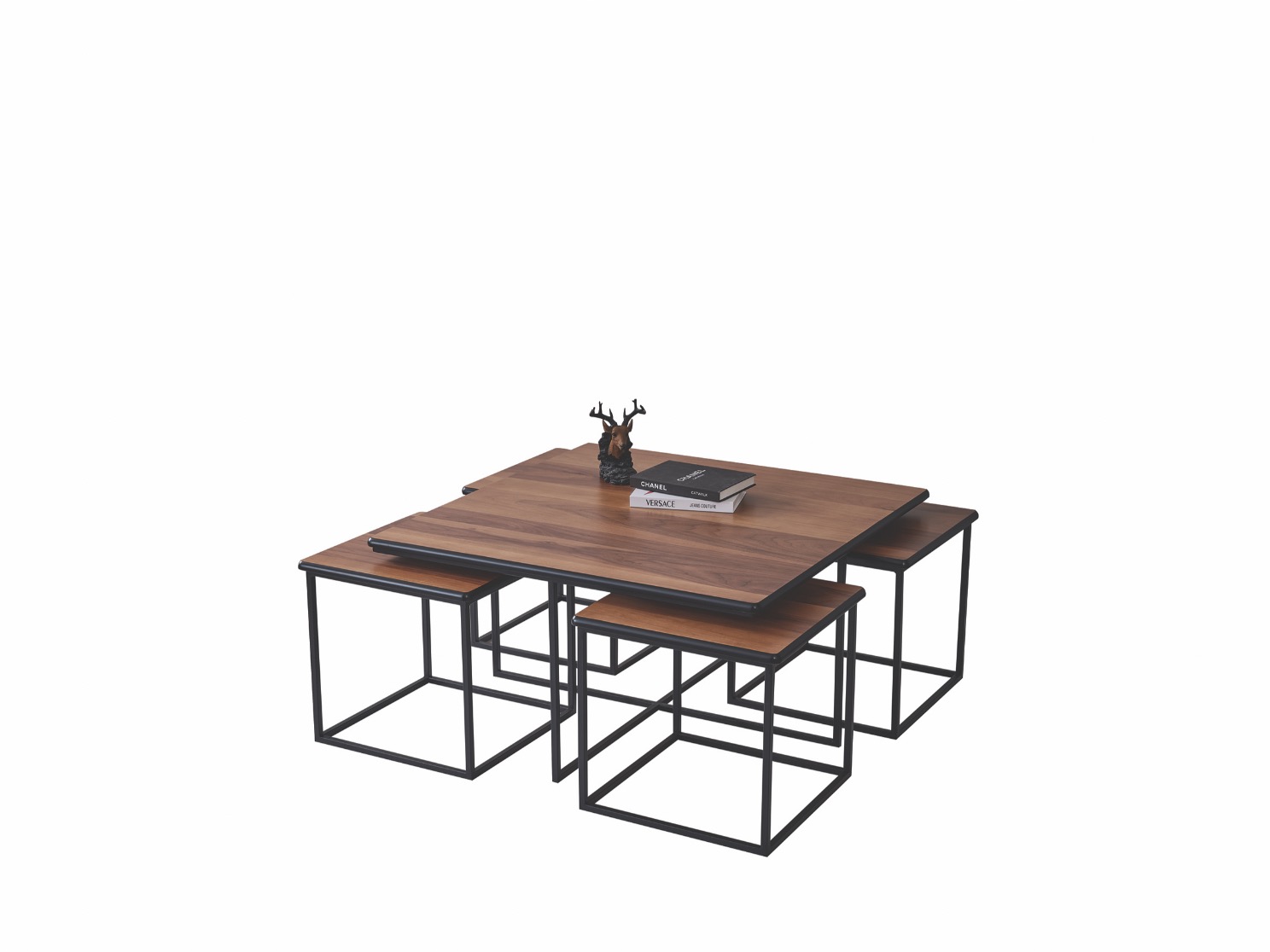 Walnut 5 li Ahşap Sehpa